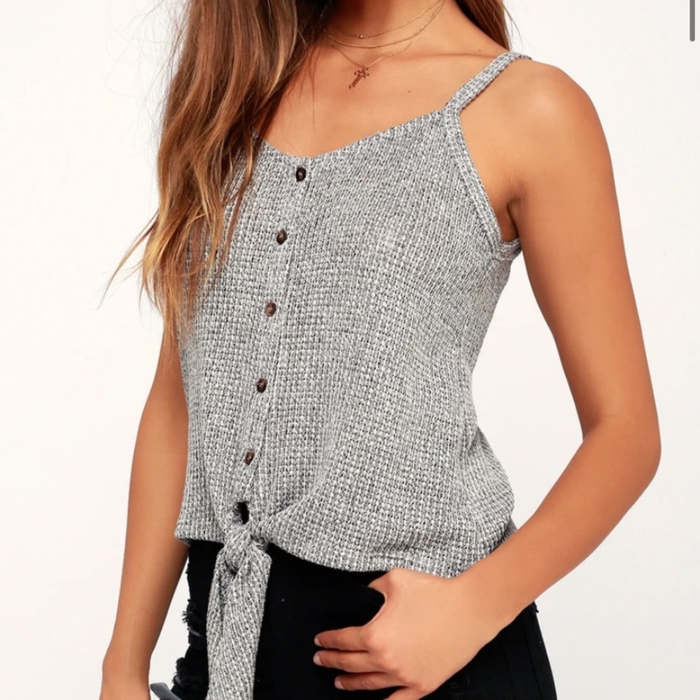 LUSH heather gray knit tank top